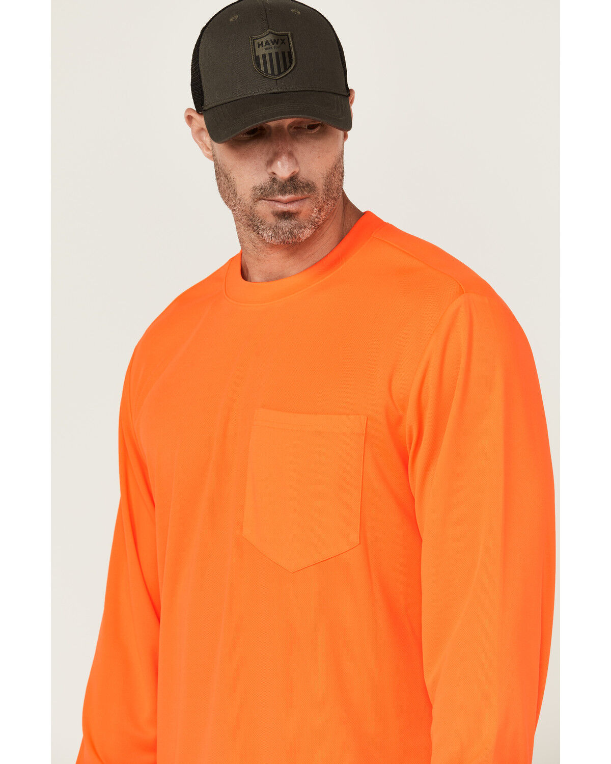 Image #2 - Hawx Men's Enhanced Visibility Long Sleeve Work T-Shirt, Orange, hi-res