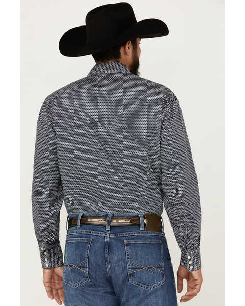 Image #4 - Stetson Men's Geo Print Long Sleeve Pearl Snap Western Shirt, Dark Blue, hi-res