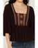 Image #3 - Shyanne Women's Embroidered Fringe Short Sleeve Shirt, Chocolate, hi-res