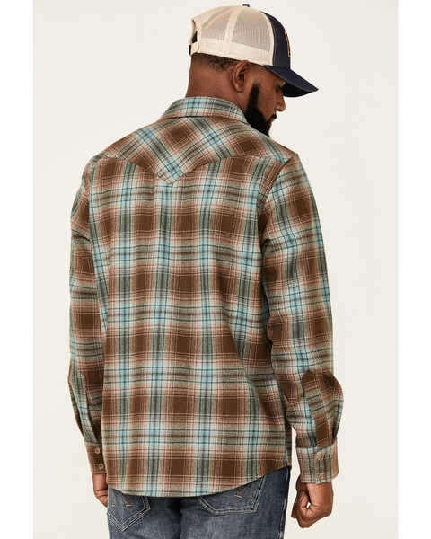 Image #4 - Pendleton Men's Brown & Green Canyon Large Plaid Long Sleeve Snap Western Flannel Shirt , , hi-res