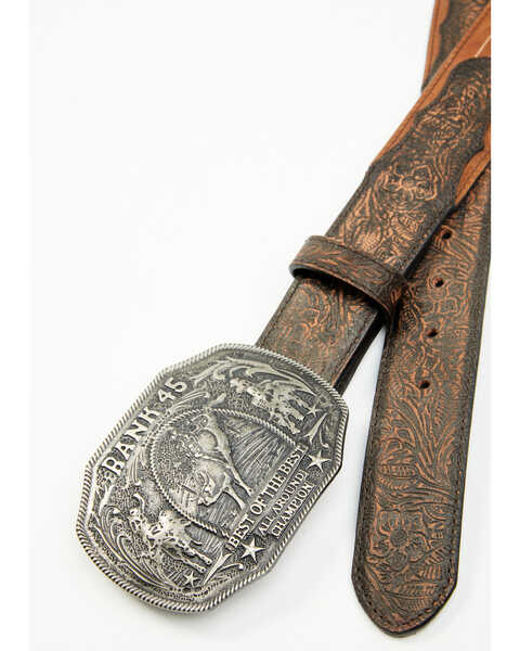 Image #2 - RANK 45® Men's Emmett Southwestern Stitched Leather Belt , Brown, hi-res