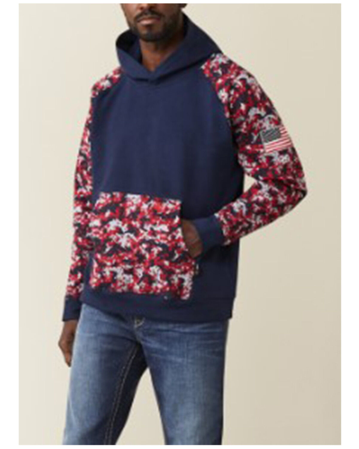 Image #1 - Ariat Men's FR DuraStretch Patriot Hooded Sweatshirt, Navy, hi-res