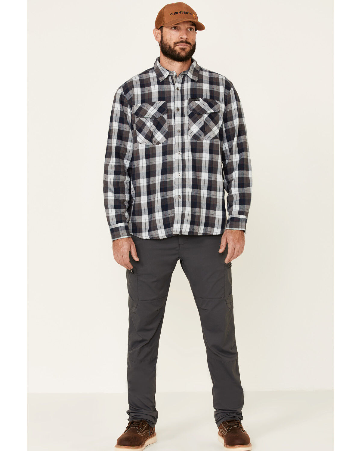 Image #2 - ATG by Wrangler Men's All Terrain Cabernet Plaid Long Sleeve Western Flannel Shirt, Red, hi-res