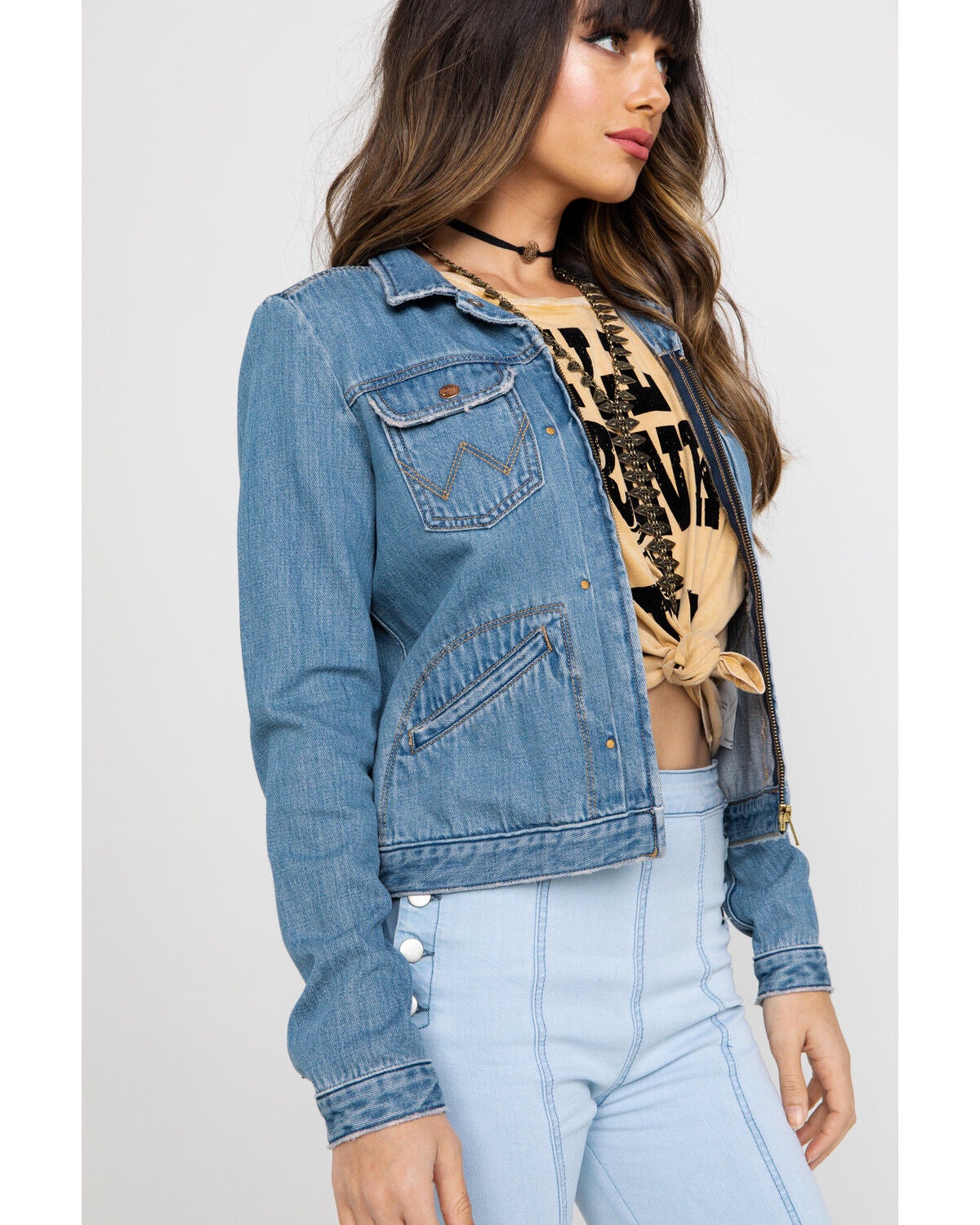 zipper denim jacket womens