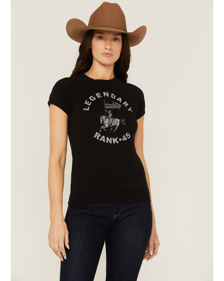 Rank 45 Women's Legendary Black Graphic Raglan Tee, Black, hi-res