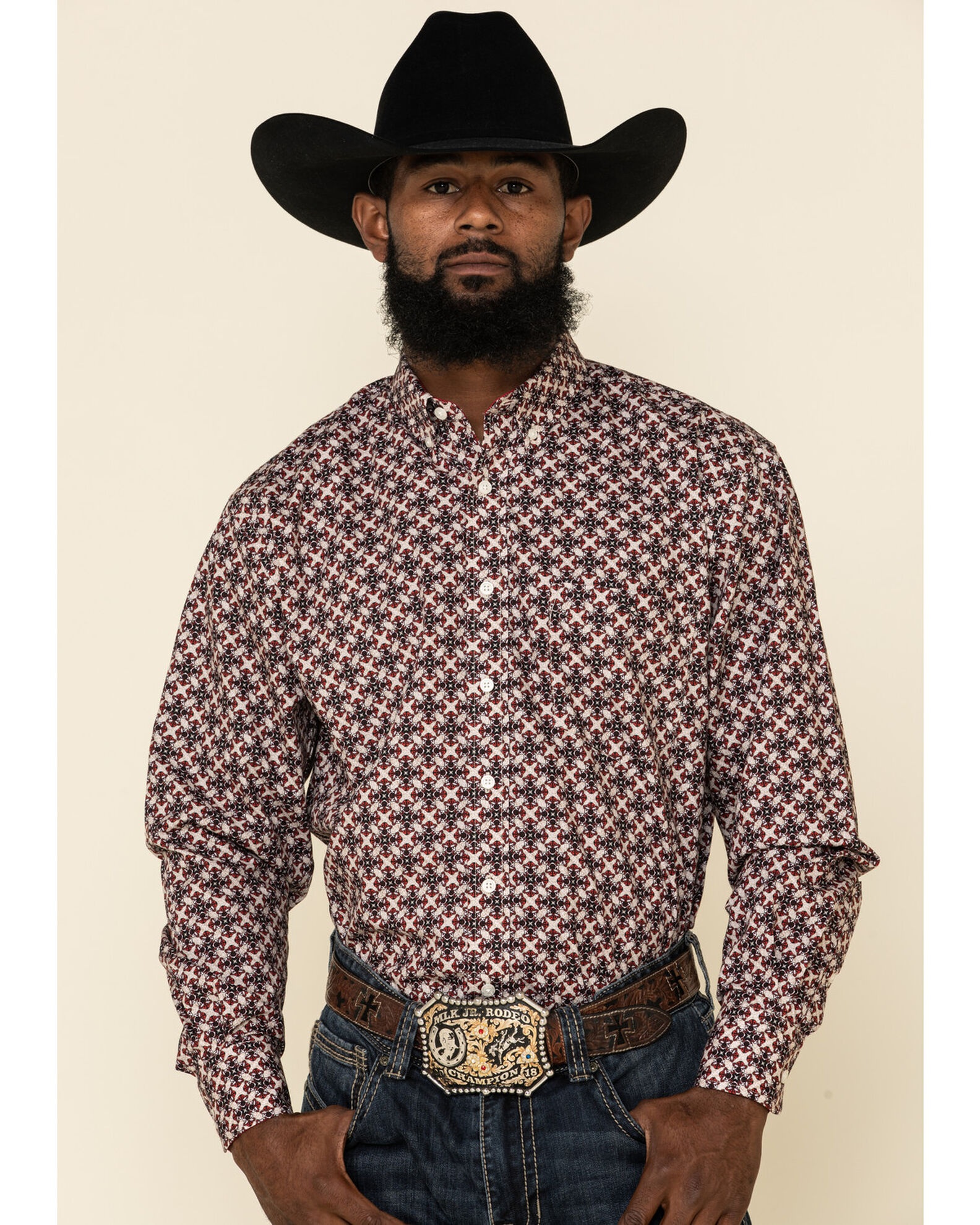 Resistol Men s Red Orchard Geo Print Long Sleeve Western Shirt Sheplers