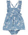 Image #1 - Wrangler Infant Girls' Denim Butterfly Print Dress Onesie , Blue, hi-res