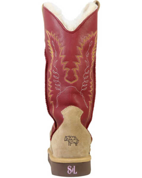 Image #5 - Superlamb Women's Cowgirl All Suede Leather Pull On Casual Boot - Round Toe, Chilli, hi-res