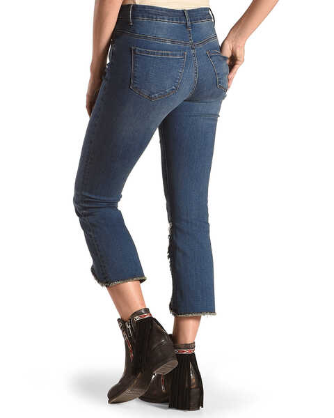 Image #3 - Tractr Women's Hi-Waist Torn Hem Crop Flare Jeans, , hi-res