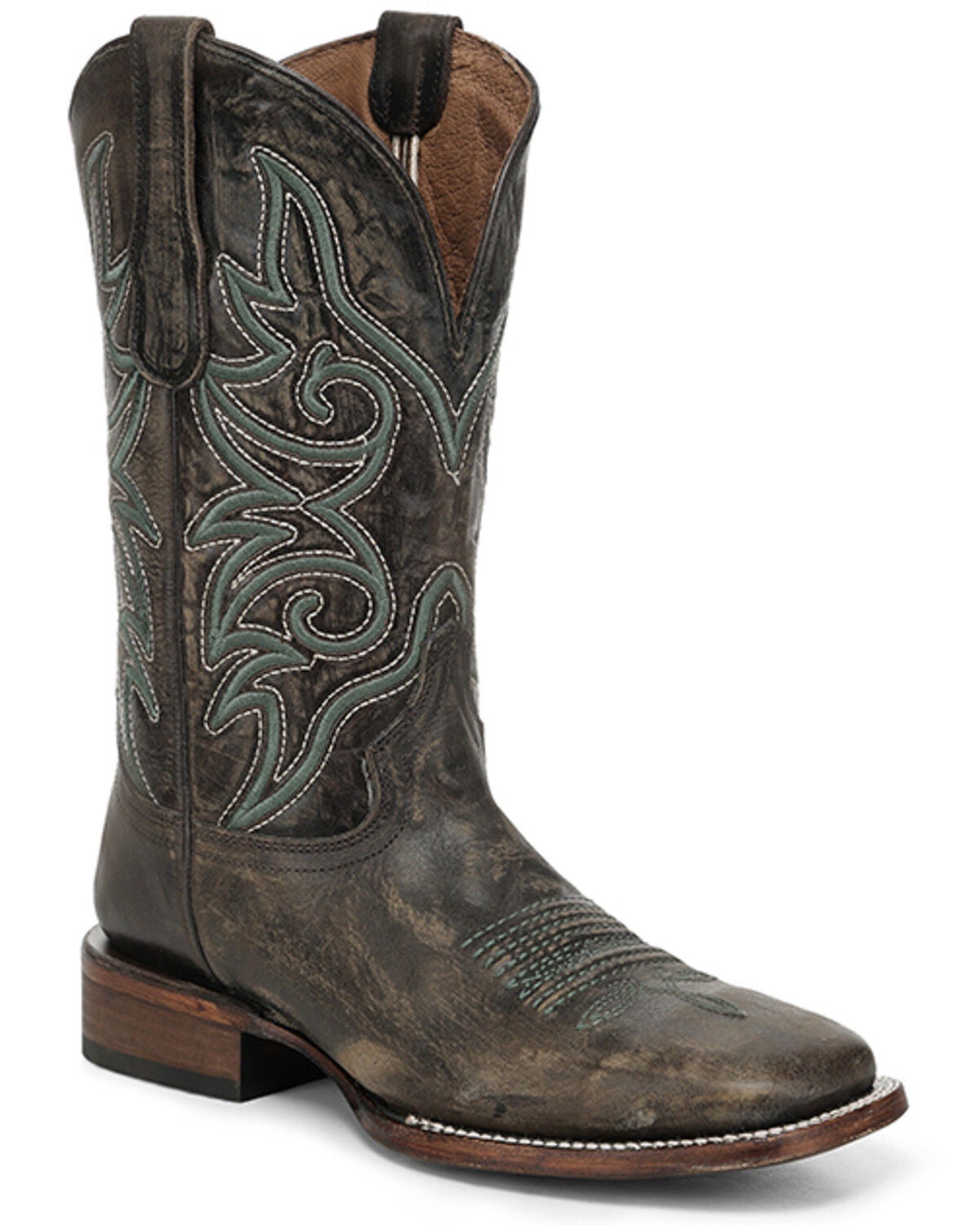 Image #1 - Circle G Men's Embroidered Western Boots - Broad Square Toe, Olive, hi-res