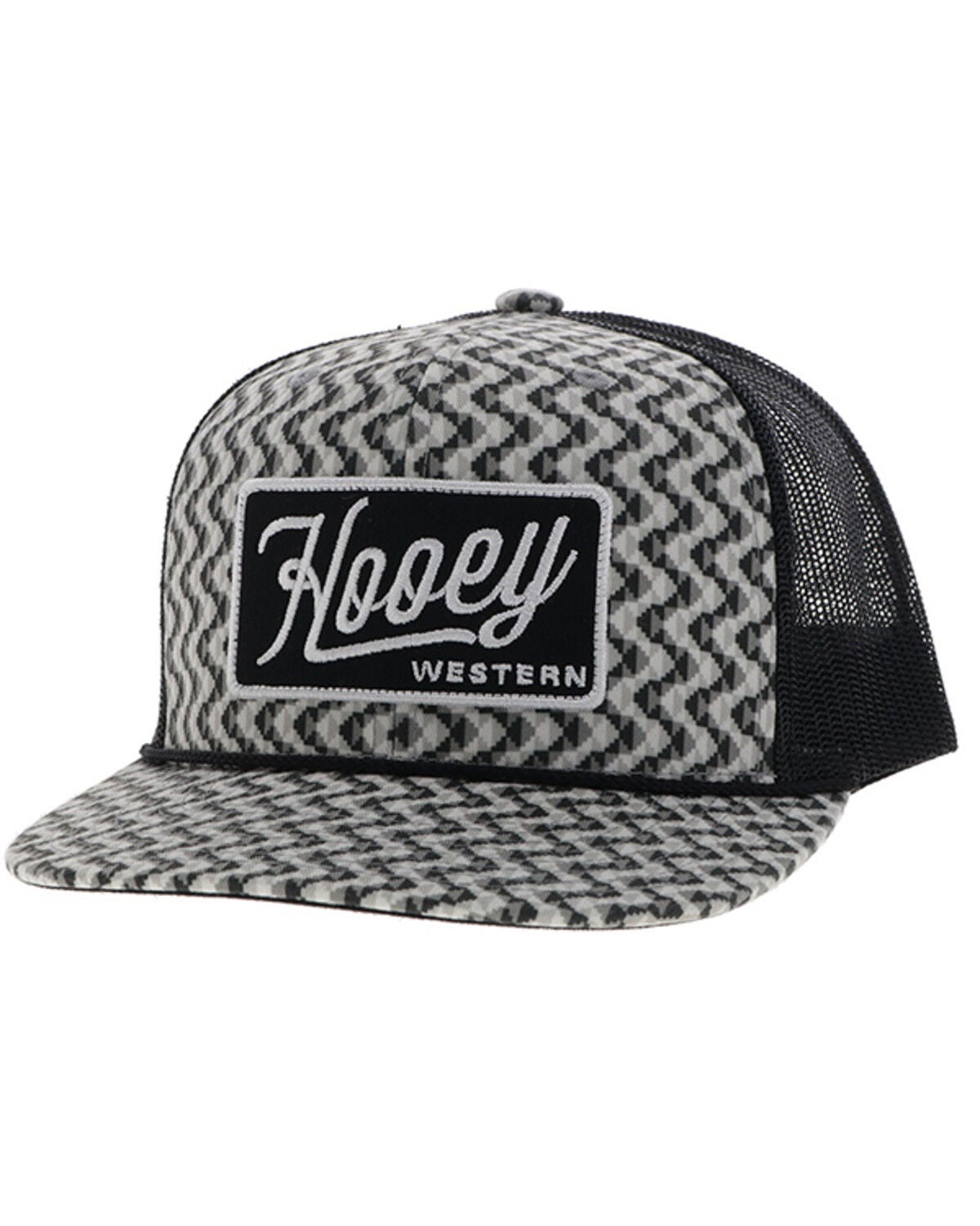 Hooey Men's Lakota Trucker Cap, Black/white, hi-res