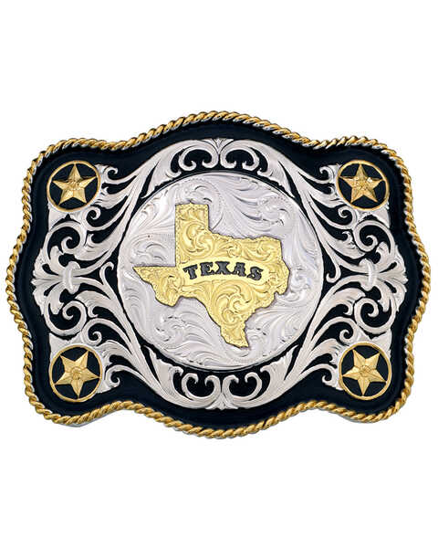 Montana Silversmiths Men's Sheridan Style Texas State Western Belt Buckle, Multi, hi-res