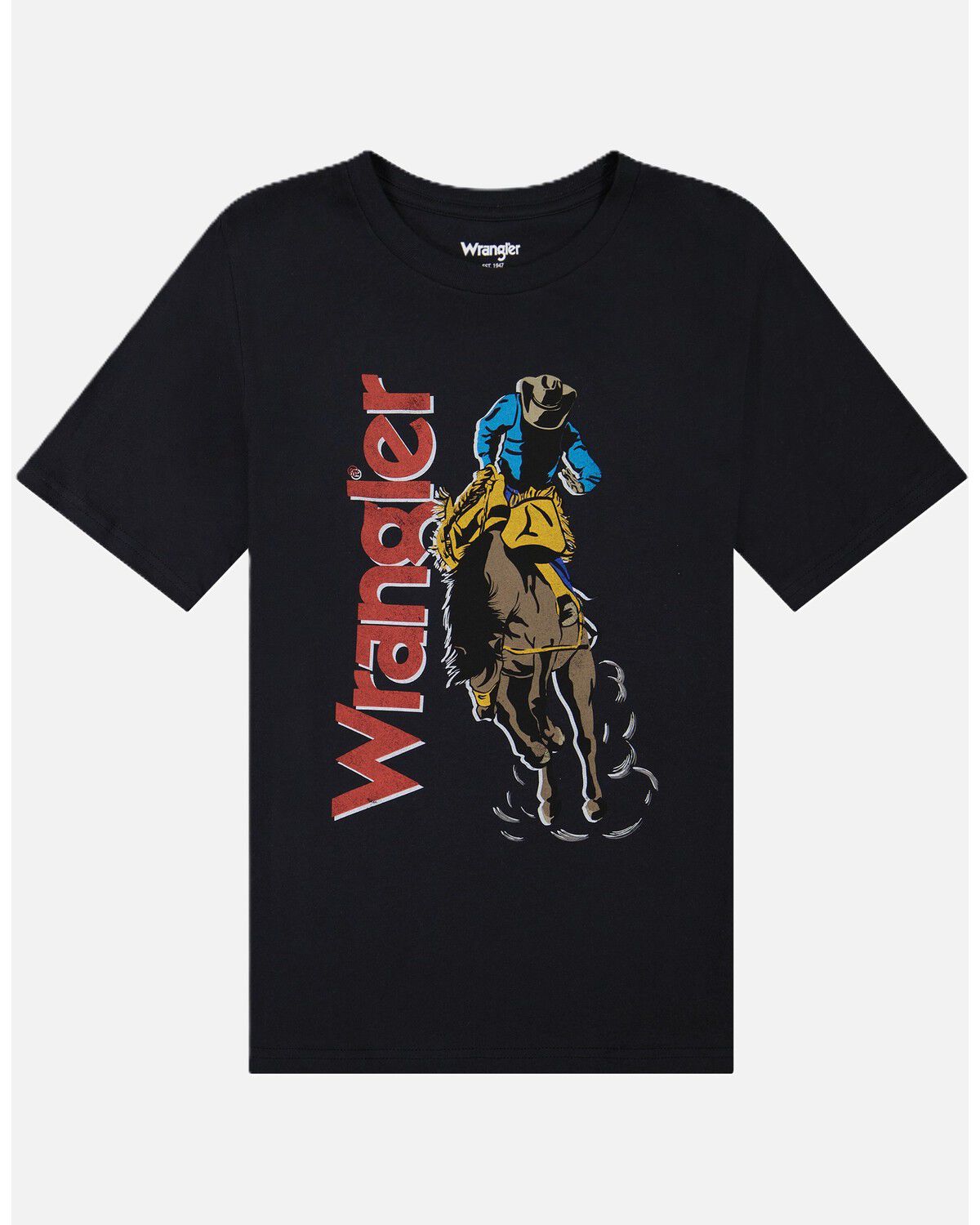 Image #1 - Wrangler Boys' Rodeo Cowboy Short Sleeve Graphic T-Shirt, Black, hi-res