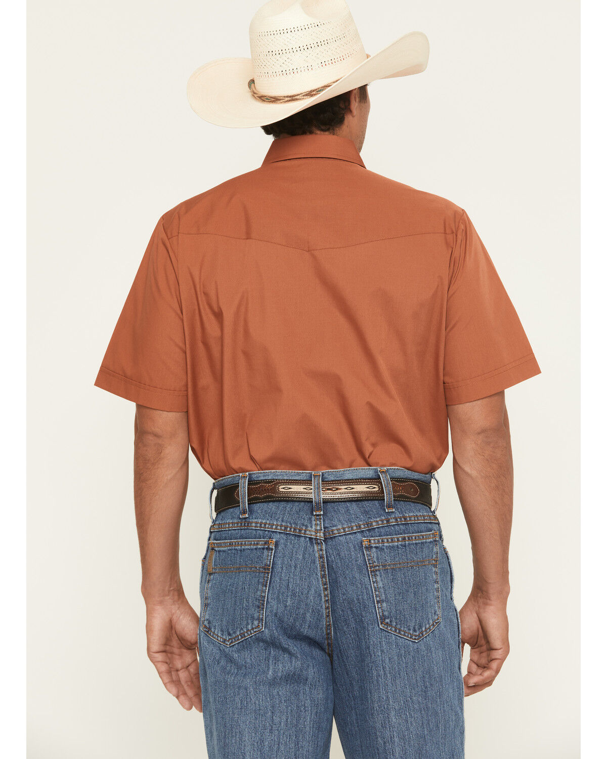 Image #4 - Ely Walker Men's Boot Barn Exclusive Solid Short Sleeve Snap Western Shirt - Tall, Rust Copper, hi-res