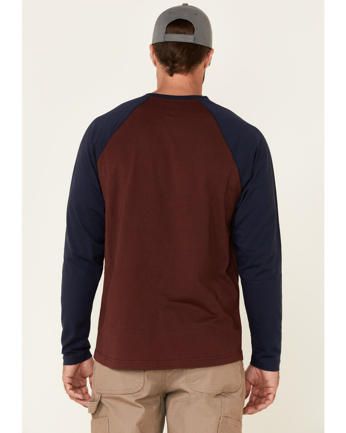Image #4 - Hawx Men's Dark Red Original Baseball Crew Long Sleeve Work T-Shirt, Dark Red, hi-res