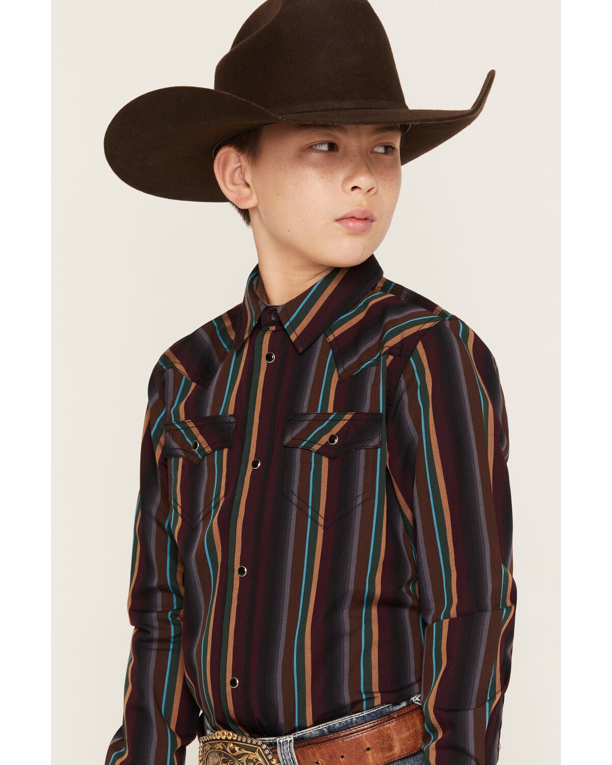 Image #2 - Cody James Boys' Striper Striped Long Sleeve Snap Western Shirt, Multi, hi-res
