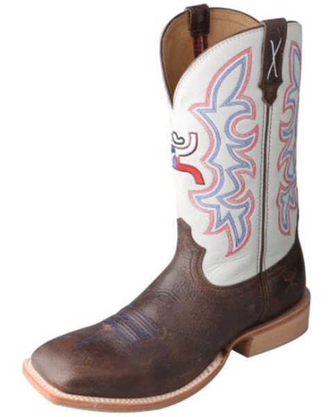 Twisted X White Hooey Cowboy Boots - Square Toe, Brown, hi-res