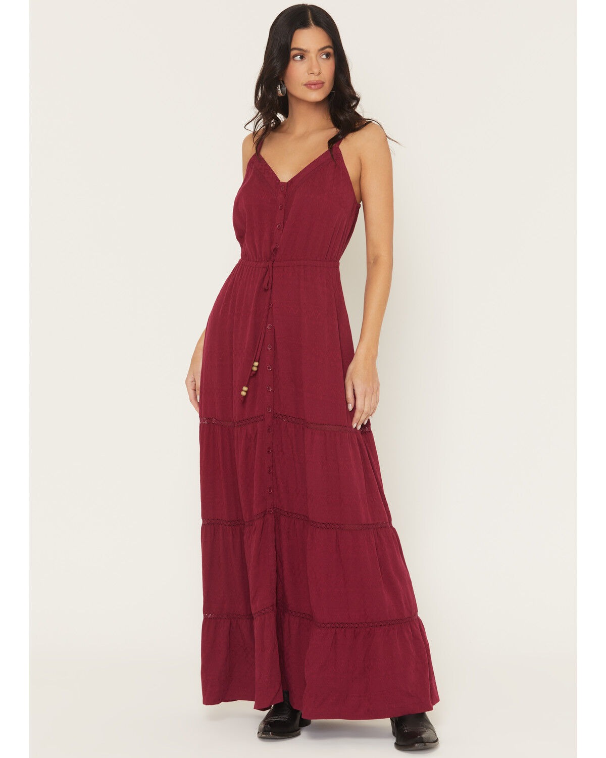 Image #1 - Idyllwind Women's Sleeveless Maxi Dress, Maroon, hi-res
