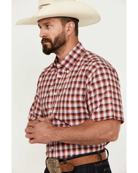 Image #2 - Cinch Men's Plaid Print Short Sleeve Button-Down Western Shirt, Red, hi-res