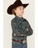 Image #2 - Rock & Roll Denim Boys' Paisley Print Long Sleeve Pearl Snap Western Shirt, Turquoise, hi-res