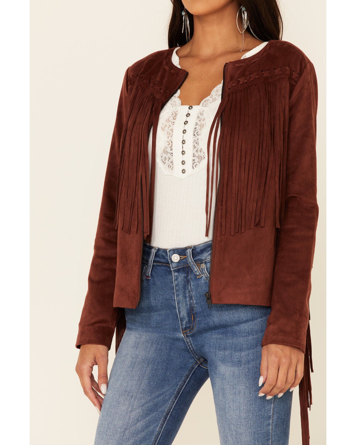 Image #3 - Idyllwind Women's Rust Blue Grass Faux Suede Fringe Jacket , , hi-res