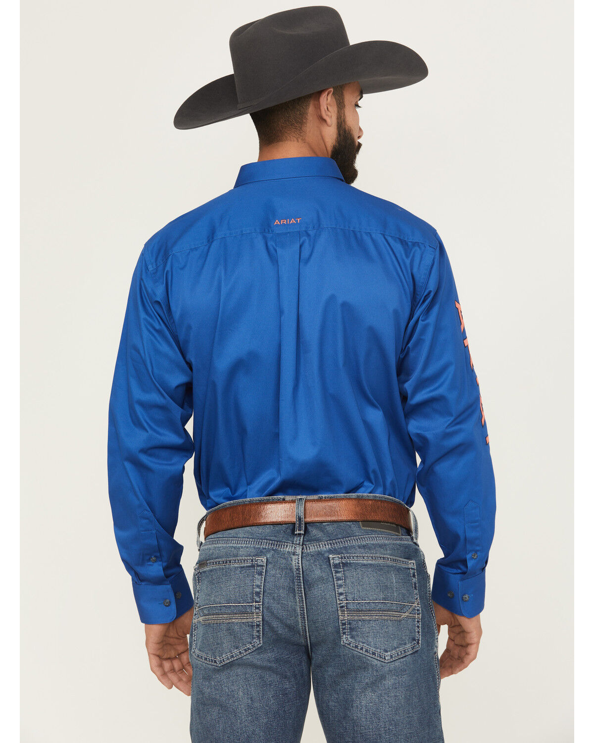 Image #4 - Ariat Men's Team Logo Twill Solid Long Sleeve Button-Down Western Shirt, Royal Blue, hi-res