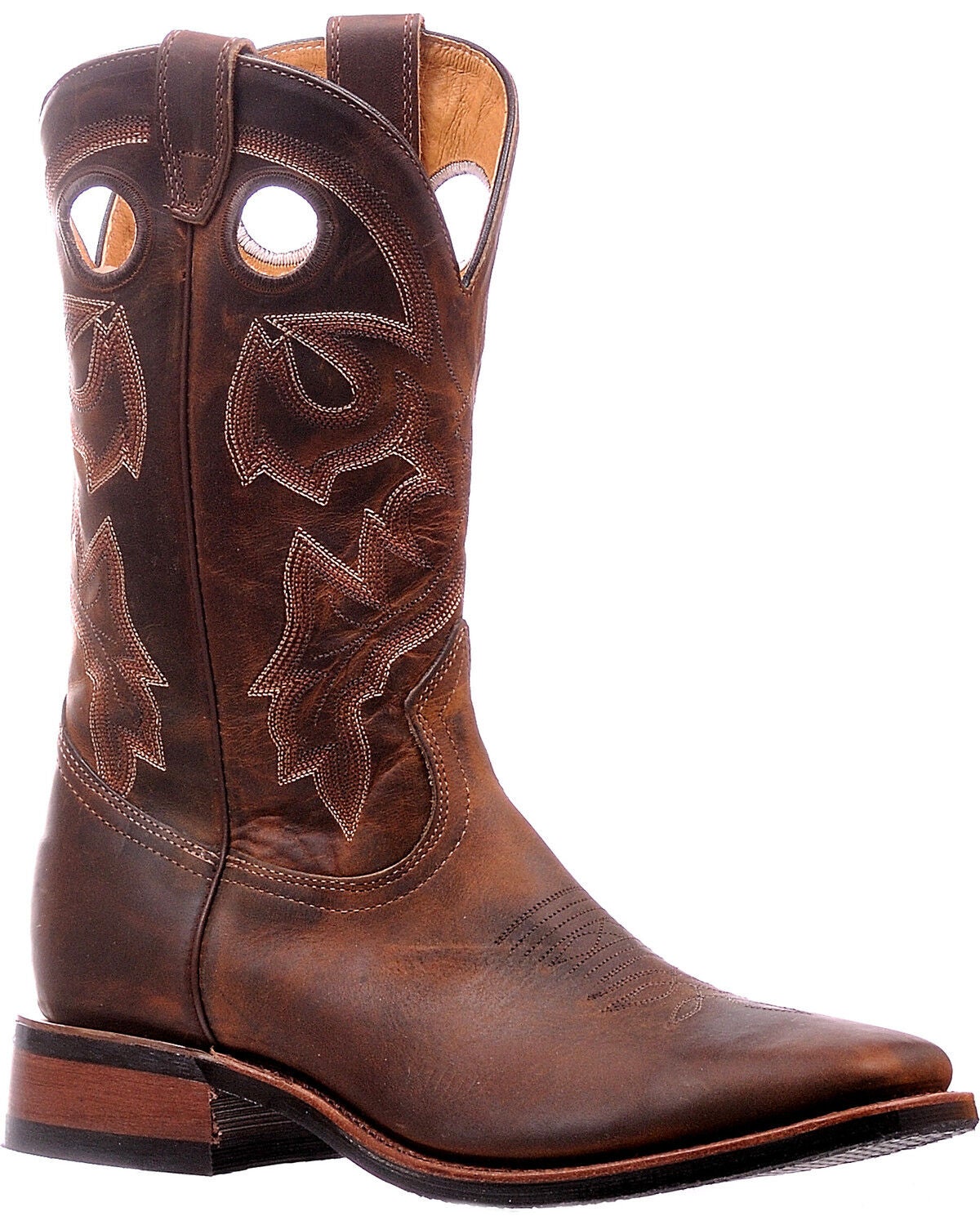 Boulet Men's Tan Spice Horseman Heel Cowboy Boots - Square Toe, Brown, hi-res