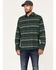 Image #1 - Brothers and Sons Men's Novelty Striped Long Sleeve Button Down Western Flannel Shirt, Forest Green, hi-res