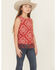 Image #2 - Rock & Roll Denim Girls' Bandana Print Fringe Tank Top, Red, hi-res
