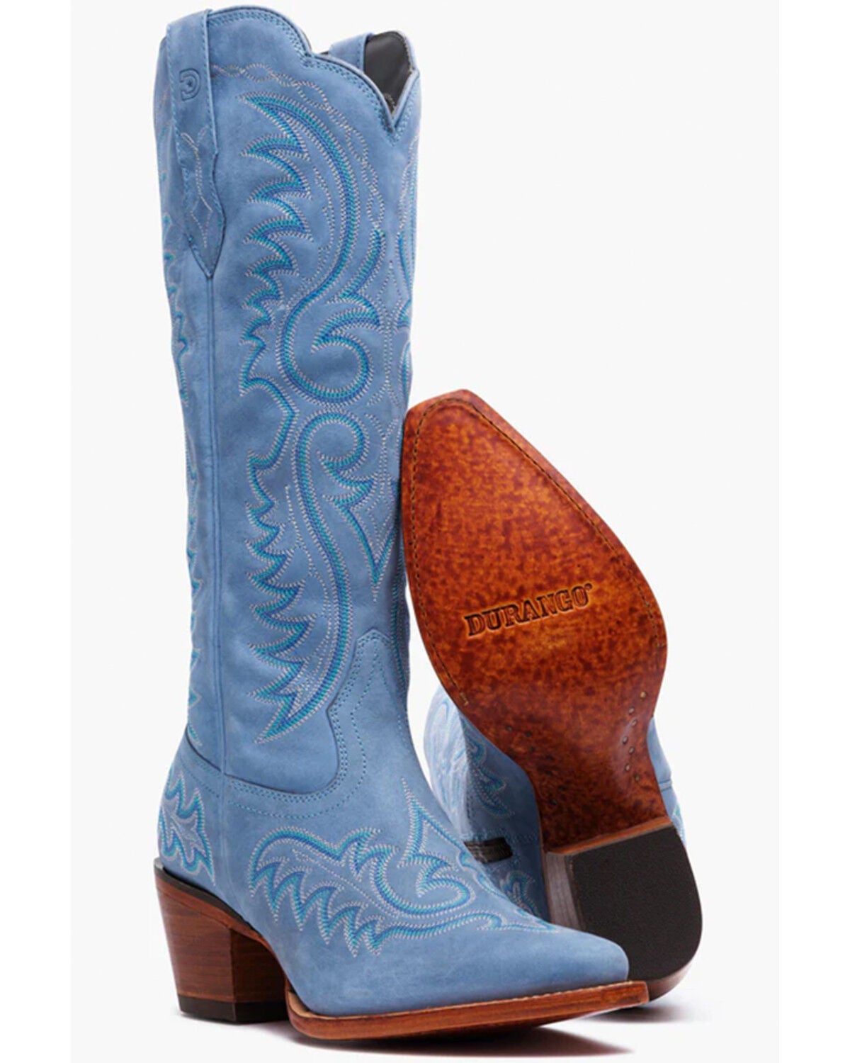 Image #5 - Durango Women's Crush&trade; Tall Suede Western Boots - Snip Toe, Blue, hi-res