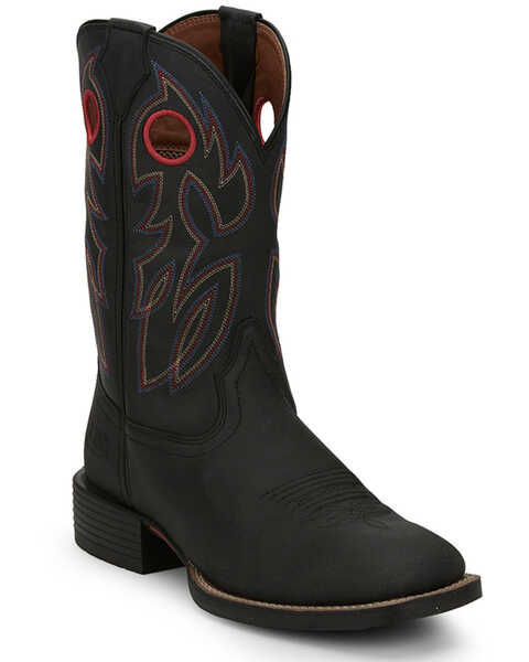 Image #1 - Justin Men's 11" Bowline Western Boots - Broad Square Toe , Black, hi-res