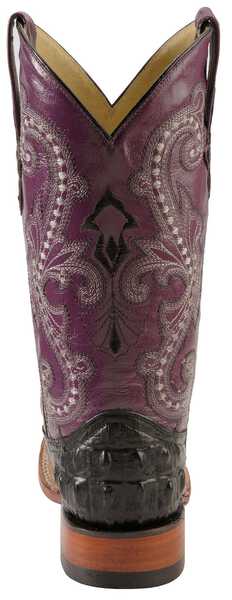 Ferrini Women's Hornback Caiman Print Western Boots - Broad Square Toe, Black, hi-res