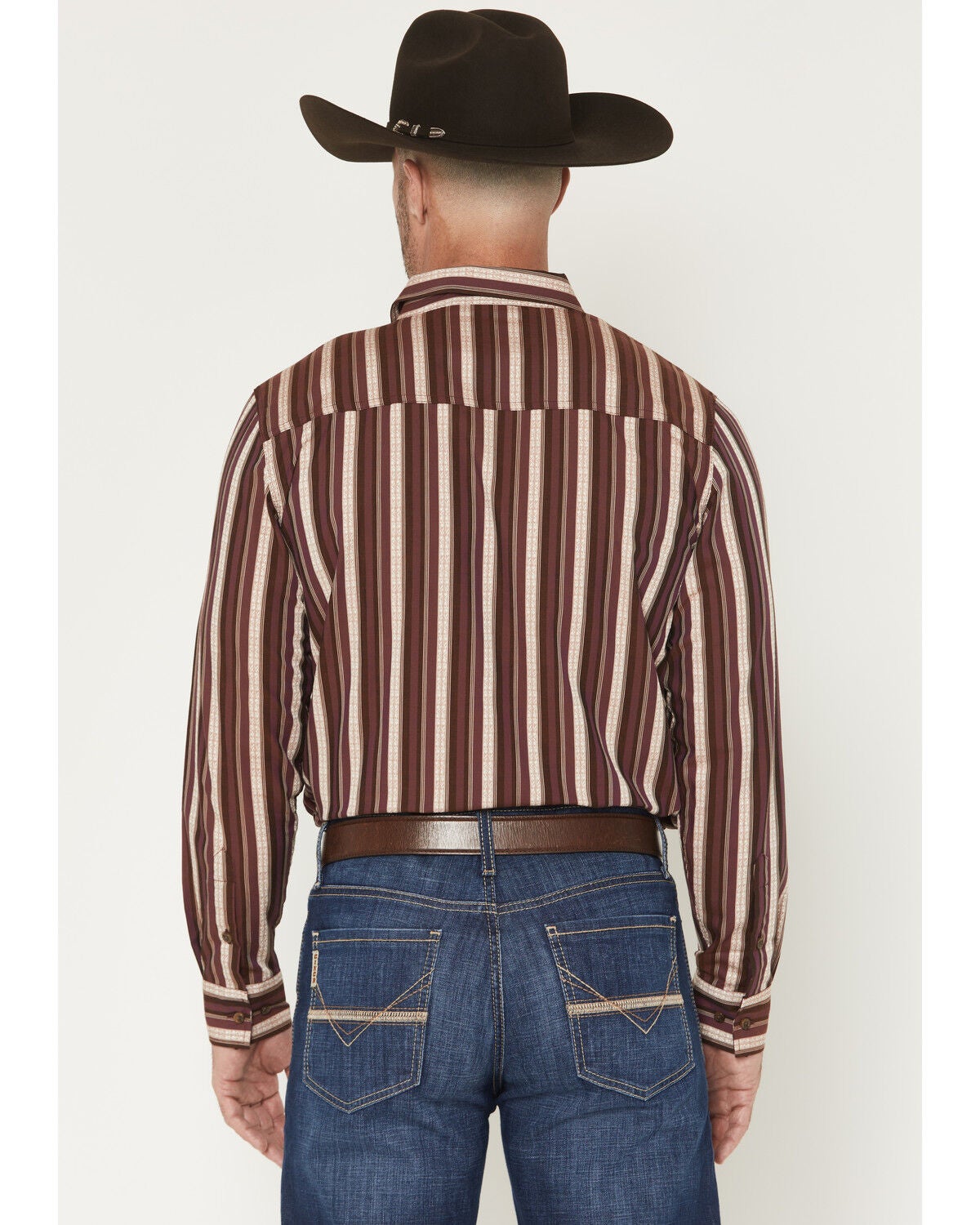 Image #4 - Gibson Trading Co Men's Zenith Striped Print Long Sleeve Button-Down Western Shirt, Purple, hi-res