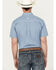 Image #4 - Cowboy Hardware Men's Diamond Plate Print Short Sleeve Button-Down Western Shirt , Blue, hi-res