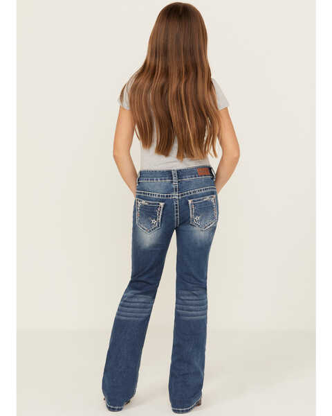 Image #3 - Shyanne Girls' Medium Wash Star Pocket Bootcut Stretch Denim Jeans , Medium Wash, hi-res