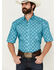 Image #1 - Roper Men's Amarillo Medallion Print Short Sleeve Button-Down Western Shirt , Turquoise, hi-res