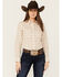 Image #1 - Wrangler Retro Women's Plaid Print Long Sleeve Pearl Snap Western Shirt , Cream, hi-res