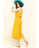 Image #2 - Rock & Roll Denim Women's Squash Blossom Embroidered Culotte Jumpsuit, Dark Yellow, hi-res