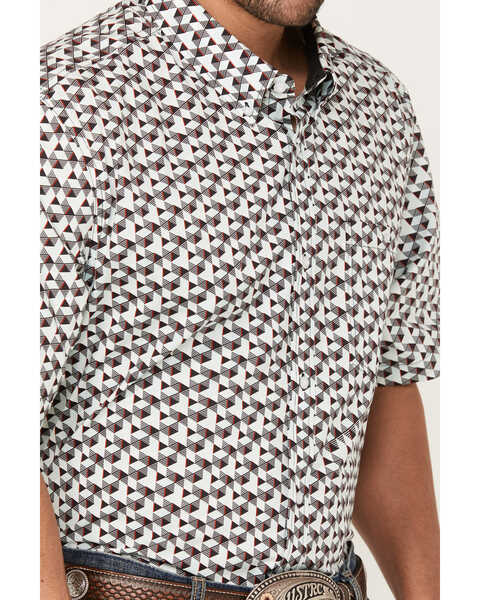 Image #3 - RANK 45® Men's Angus Geo Print Short Sleeve Button-Down Stretch Western Shirt, Aqua, hi-res
