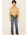 RANK 45 Girls' Southwestern Plaid Print Long Sleeve Snap Western Shirt , Yellow, hi-res