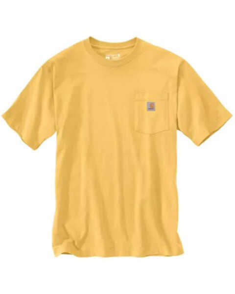 Carhartt Men's Loose Fit Heavyweight Logo Pocket Work T-Shirt, Light Yellow, hi-res