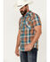 Image #2 - Pendleton Men's Frontier Plaid Print Short Sleeve Pearl Snap Western Shirt, Teal, hi-res