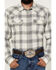 Image #3 - Blue Ranchwear Men's Hawkins Plaid Print Long Sleeve Snap Western Shirt, Grey, hi-res