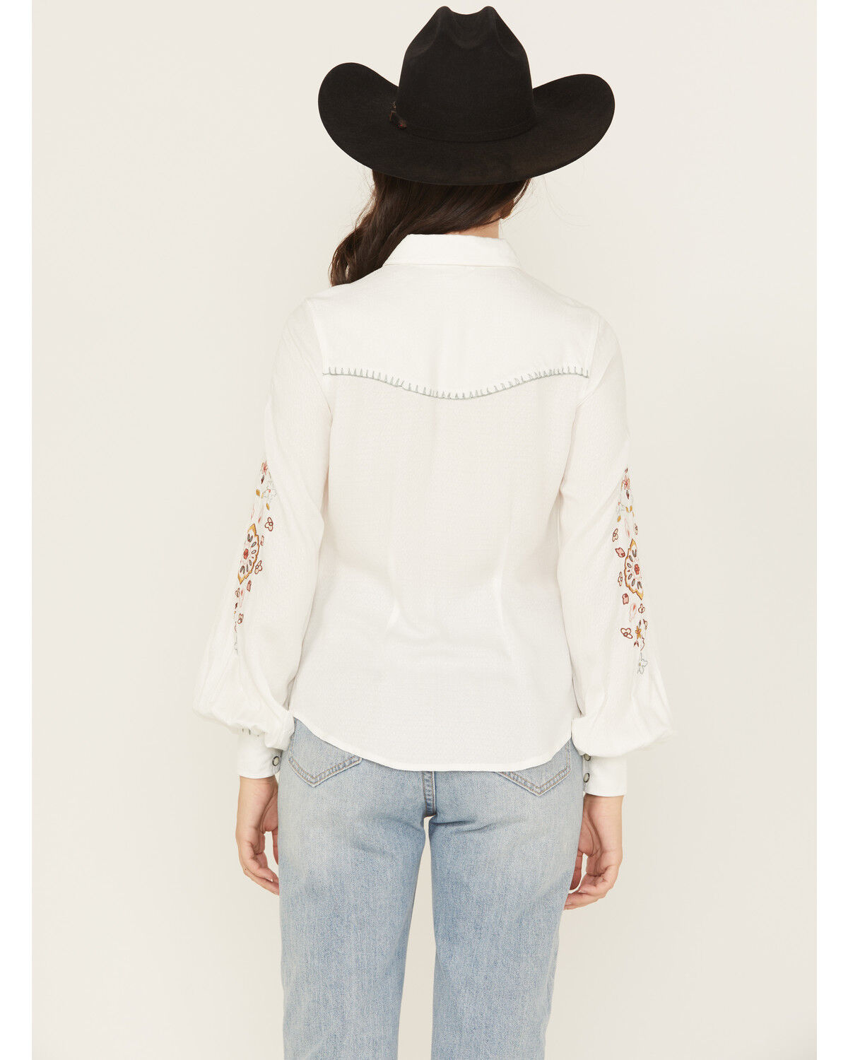 Image #4 - Shyanne Women's Embroidered Long Sleeve Snap Western Shirt, White, hi-res