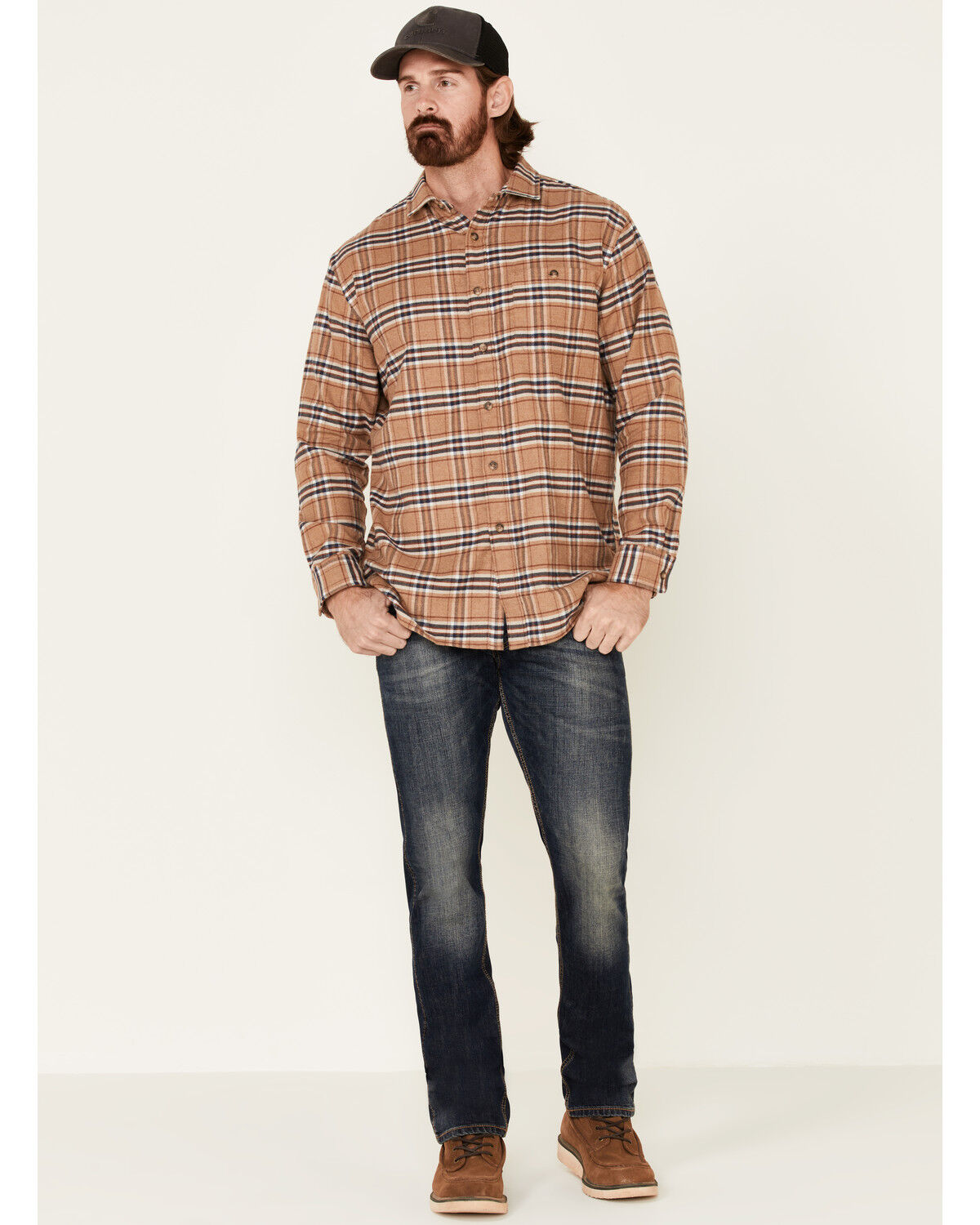 Image #2 - Pendleton Men's Camel Cascade Plaid Long Sleeve Western Shirt, Tan, hi-res