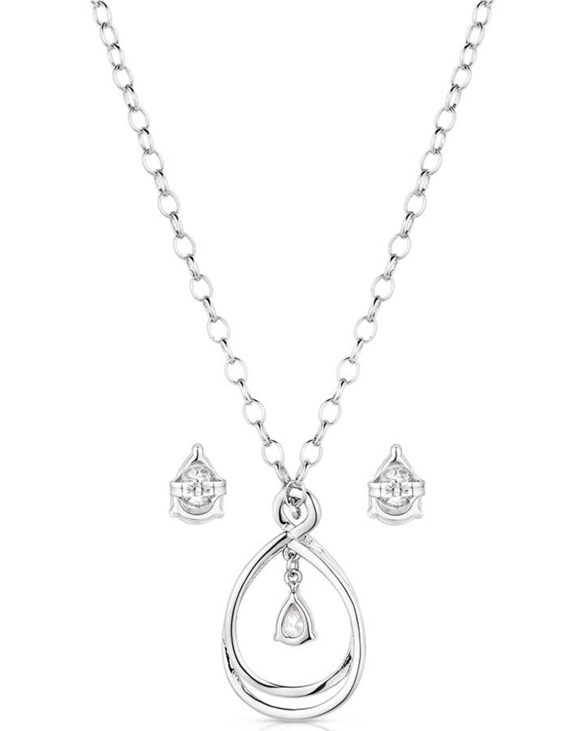 Image #2 - Montana Silversmiths Women's Crystal Embrace Jewelry Set - 2 Piece, Silver, hi-res