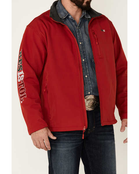 Resistol Men's Red Mexico Logo Sleeve Zip-Front Softshell Jacket , Red, hi-res