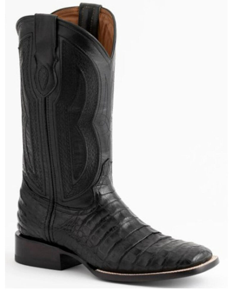 Ferrini Black Caiman Belly Cowboy Boots - Wide Square Toe | Sheplers