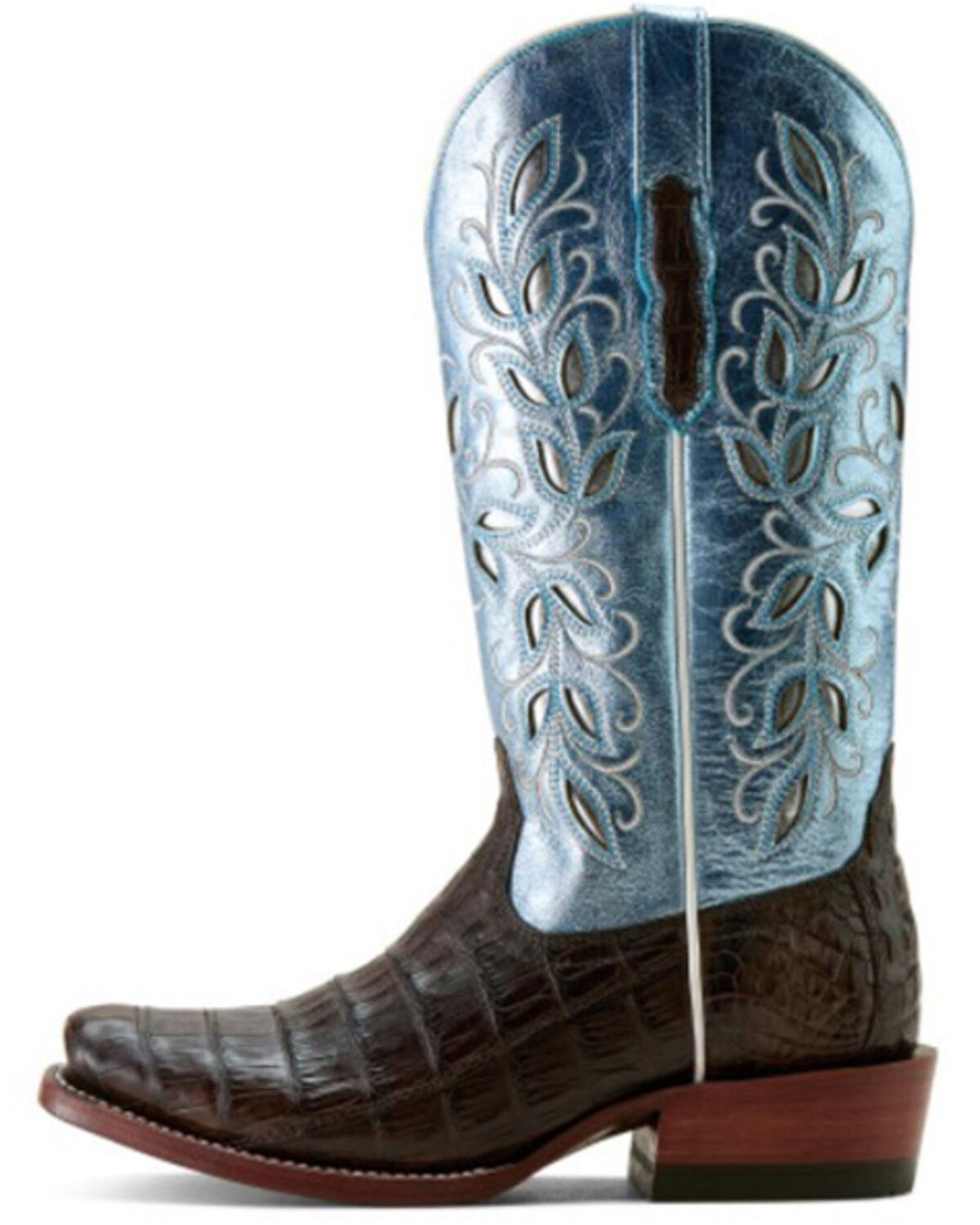 Image #3 - Ariat Women's Futurity Silk Exotic Caiman Western Boots - Square Toe, Blue, hi-res