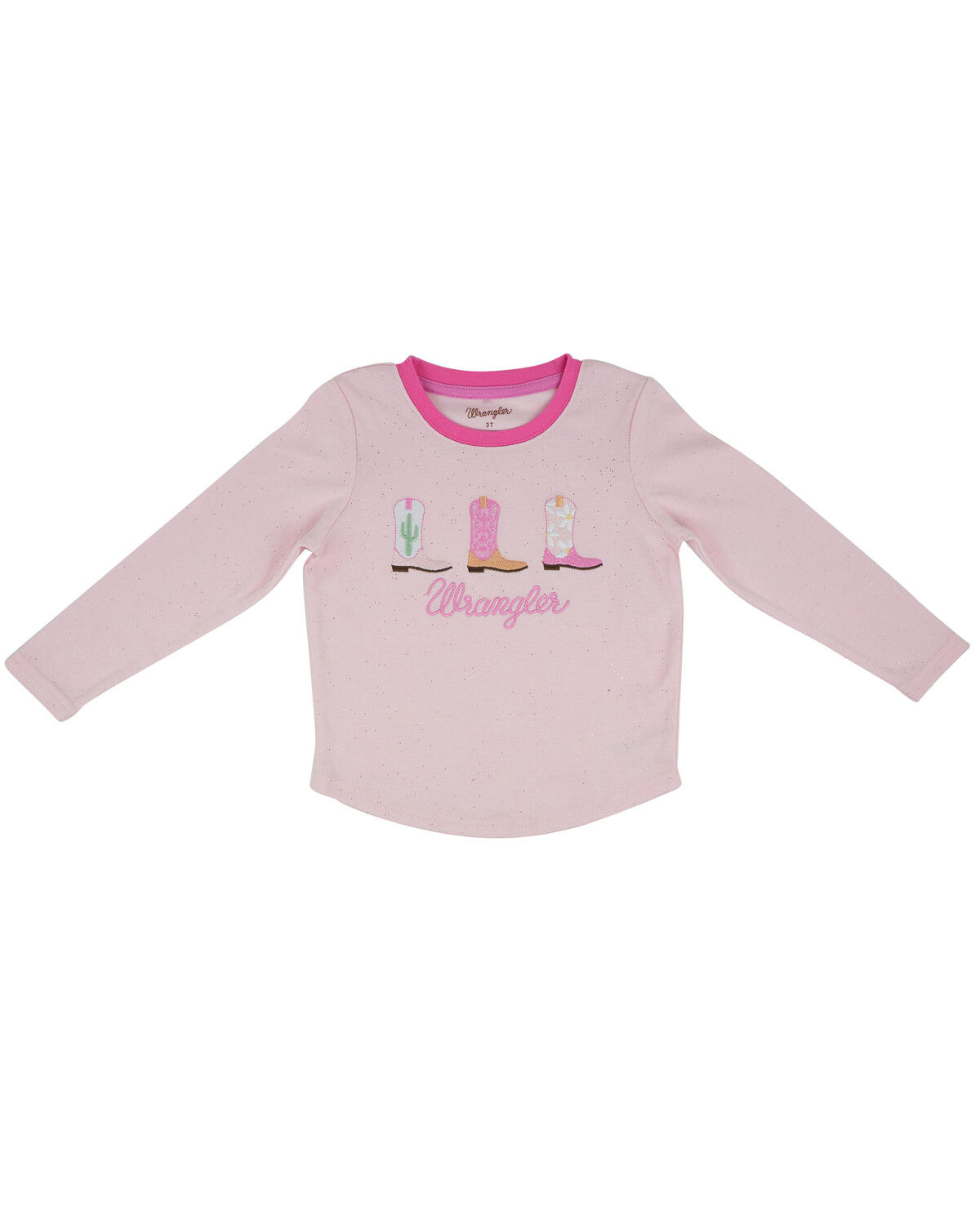 Image #1 - Wrangler Toddler Girls' Sparkle Cowgirl Boot Embroidered Long Sleeve Tee, Pink, hi-res